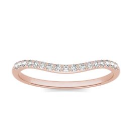 0.17 CTW DEW Round Forever One Moissanite Signature Contoured Matching Wedding Band Ring 14K Rose Gold