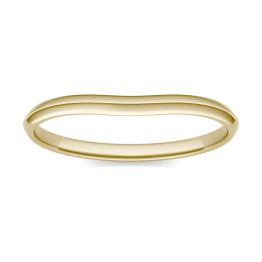 Signature Curved Plain Matching Cushion 6mm Band Ring 18K Yellow Gold