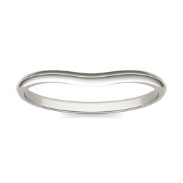 Signature Curved Plain 6mm Cushion Matching Band Ring 18K White Gold