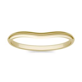 Signature Curved Plain 6mm Cushion Matching Band Ring 18K Yellow Gold