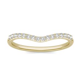 1/6 CTW Round Caydia Lab Grown Diamond Signature 6.5mm Cushion Matching Band Ring 18K Yellow Gold, SIZE 7.0 Stone Color F