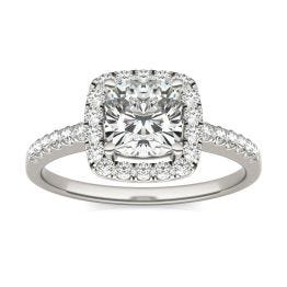 1 1/3 CTW Cushion Caydia Lab Grown Diamond Halo Engagement Ring 14K White Gold, SIZE 7.0 Stone Color E