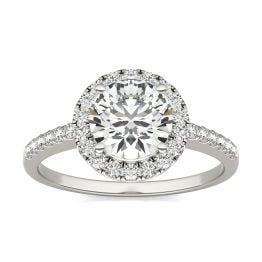 1 2/3 CTW Round Caydia Lab Grown Diamond Halo Engagement Ring Platinum, SIZE 7.0 Stone Color E