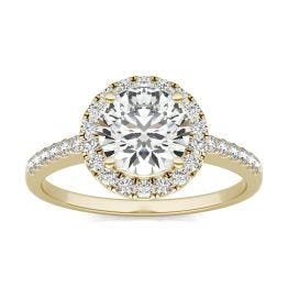 1 2/3 CTW Round Caydia Lab Grown Diamond Halo Engagement Ring 14K Yellow Gold, SIZE 7.0 Stone Color E