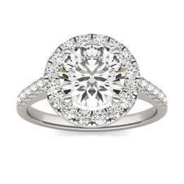 2 5/8 CTW Round Caydia Lab Grown Diamond Halo Engagement Ring Platinum, SIZE 7.0 Stone Color E