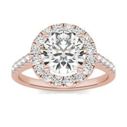 2 5/8 CTW Round Caydia Lab Grown Diamond Halo Engagement Ring 14K Rose Gold, SIZE 7.0 Stone Color E