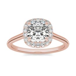 1 3/4 CTW Cushion Caydia Lab Grown Diamond Signature Halo Engagement Ring 18K Rose Gold, SIZE 7.0 Stone Color E