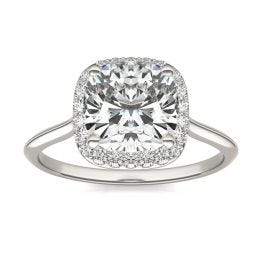 2 3/4 CTW Cushion Caydia Lab Grown Diamond Signature Halo Engagement Ring Platinum, SIZE 7.0 Stone Color E