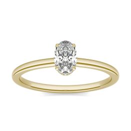 1/2 CTW Oval Caydia Lab Grown Diamond Hidden Halo Solitaire Engagement Ring 18K Yellow Gold, SIZE 7.0 Stone Color E