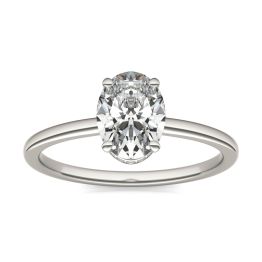 1 5/8 CTW Oval Caydia Lab Grown Diamond Hidden Halo Solitaire Engagement Ring 14K White Gold, SIZE 7.0 Stone Color E
