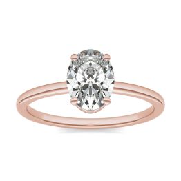 1 5/8 CTW Oval Caydia Lab Grown Diamond Hidden Halo Solitaire Engagement Ring 14K Rose Gold, SIZE 7.0 Stone Color E