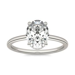 2 1/10 CTW Oval Caydia Lab Grown Diamond Hidden Halo Solitaire Engagement Ring 14K White Gold, SIZE 7.0 Stone Color E