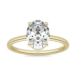 2 1/10 CTW Oval Caydia Lab Grown Diamond Hidden Halo Solitaire Engagement Ring 14K Yellow Gold, SIZE 7.0 Stone Color E