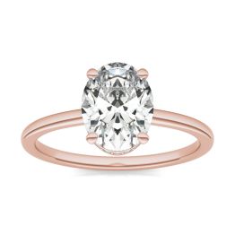 2 1/10 CTW Oval Caydia Lab Grown Diamond Hidden Halo Solitaire Engagement Ring 14K Rose Gold, SIZE 7.0 Stone Color E