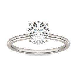 1 1/10 CTW Round Caydia Lab Grown Diamond Hidden Halo Solitaire Engagement Ring 18K White Gold, SIZE 7.0 Stone Color E