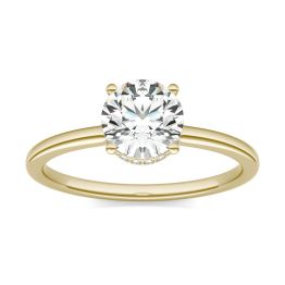 1 1/10 CTW Round Caydia Lab Grown Diamond Hidden Halo Solitaire Engagement Ring 14K Yellow Gold, SIZE 7.0 Stone Color E