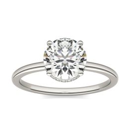 1 5/8 CTW Round Caydia Lab Grown Diamond Hidden Halo Solitaire Engagement Ring 14K White Gold, SIZE 7.0 Stone Color E