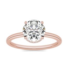 1 5/8 CTW Round Caydia Lab Grown Diamond Hidden Halo Solitaire Engagement Ring 14K Rose Gold, SIZE 7.0 Stone Color E