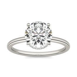 2 1/10 CTW Round Caydia Lab Grown Diamond Hidden Halo Solitaire Engagement Ring 14K White Gold, SIZE 7.0 Stone Color E