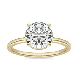 2 1/10 CTW Round Caydia Lab Grown Diamond Hidden Halo Solitaire Engagement Ring 14K Yellow Gold, SIZE 7.0 Stone Color E