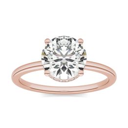 2 1/10 CTW Round Caydia Lab Grown Diamond Hidden Halo Solitaire Engagement Ring 14K Rose Gold, SIZE 7.0 Stone Color E