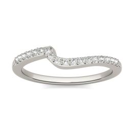 1/4 CTW Round Caydia Lab Grown Diamond Flair Band Ring 14K White Gold, SIZE 7.0 Stone Color F