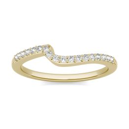 1/4 CTW Round Caydia Lab Grown Diamond Flair Band Ring 14K Yellow Gold, SIZE 7.0 Stone Color F