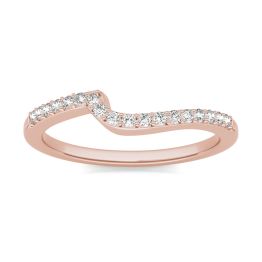 1/4 CTW Round Caydia Lab Grown Diamond Flair Band Ring 14K Rose Gold, SIZE 7.0 Stone Color F