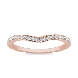 1/6 CTW Round Caydia Lab Grown Diamond Infinity Loop Matching Band Ring 14K Rose Gold, SIZE 7.0 Stone Color F