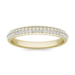 1/4 CTW Round Caydia Lab Grown Diamond Pave Band Ring 14K Yellow Gold, SIZE 7.0 Stone Color F