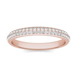 1/4 CTW Round Caydia Lab Grown Diamond Pave Band Ring 14K Rose Gold, SIZE 7.0 Stone Color F