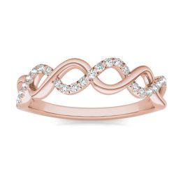 1/6 CTW Round Caydia Lab Grown Diamond Twist Fashion Band Ring 14K Rose Gold, SIZE 7.0 Stone Color F