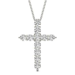 1/2 CTW Round Caydia Lab Grown Diamond Cross Pendant Necklace 14K White Gold