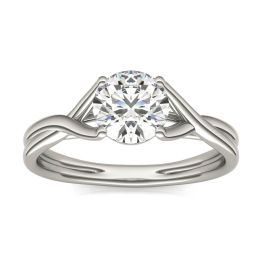 1 CTW Round Caydia Lab Grown Diamond Interlaced Solitaire Engagement Ring 14K White Gold, SIZE 7.0 Stone Color E