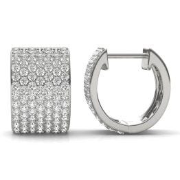2 7/8 CTW Round Caydia Lab Grown Diamond Micro Pave Hoop Earrings 14K White Gold