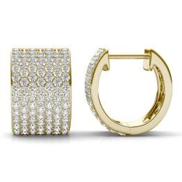 2 7/8 CTW Round Caydia Lab Grown Diamond Micro Pave Hoop Earrings 14K Yellow Gold