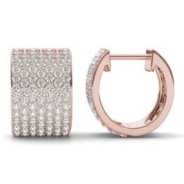 2 7/8 CTW Round Caydia Lab Grown Diamond Micro Pave Hoop Earrings 14K Rose Gold