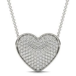 7/8 CTW Round Caydia Lab Grown Diamond Signature Pave Heart Necklace Platinum