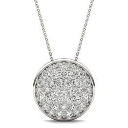 1 CTW Round Caydia Lab Grown Diamond Signature Pave Disc Necklace Platinum