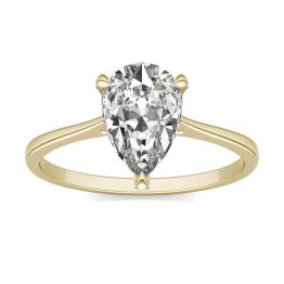 1.60 CTW DEW Pear Forever One Moissanite Ring 14K Yellow Gold, SIZE 8.0