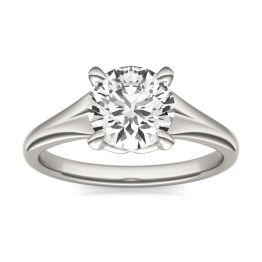 1 1/2 CTW Round Caydia Lab Grown Diamond Ring 18K White Gold, SIZE 7.0 Stone Color E