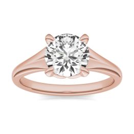 1 1/2 CTW Round Caydia Lab Grown Diamond Ring 18K Rose Gold, SIZE 7.0 Stone Color E