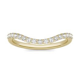 0.25 CTW DEW Round Forever One Moissanite Signature Curved Wedding Band Ring 14K Yellow Gold