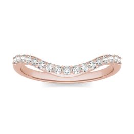 0.25 CTW DEW Round Forever One Moissanite Signature Curved Matching Band Ring 14K Rose Gold