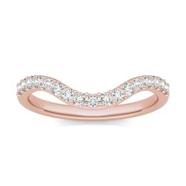 0.30 CTW DEW Round Forever One Moissanite Signature Curved Matching Band Ring 14K Rose Gold