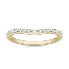 0.25 CTW DEW Round Forever One Moissanite Signature Curved Matching Band Ring 14K Yellow Gold