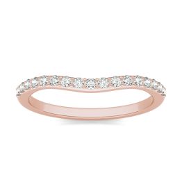 0.25 CTW DEW Round Forever One Moissanite Signature Curved Matching Band Ring 14K Rose Gold