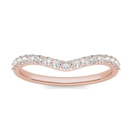 0.34 CTW DEW Round Forever One Moissanite Signature Curved Matching Band Ring 14K Rose Gold