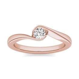 1/5 CTW Round Caydia Lab Grown Diamond Swirl Solitaire Promise Ring 14K Rose Gold