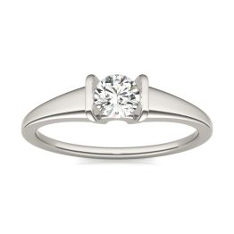 1/3 CTW Round Caydia Lab Grown Diamond Channel Set Solitaire Promise Ring 14K White Gold